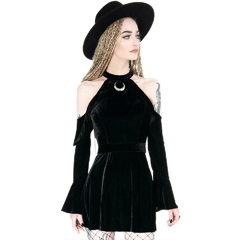 Deal of the Day Black Velvet Moon Dress
