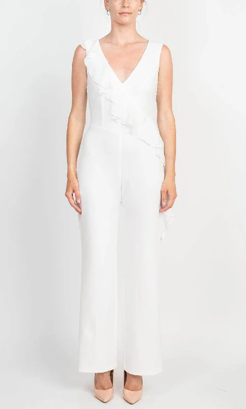 Deal Dash Connected Apparel TJE48170M1 - Sleeveless Ruffled Evening Pantsuit
