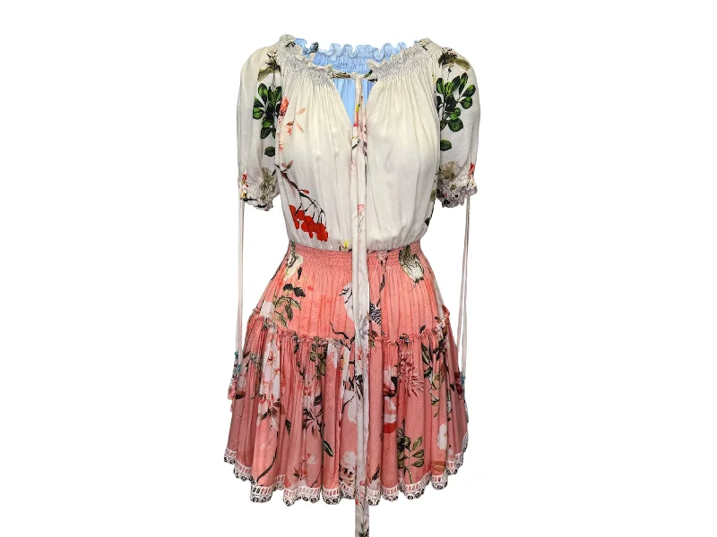 Markdowns Peach & Multicolor Hemant & Nandita Floral Print Dress Size US XS