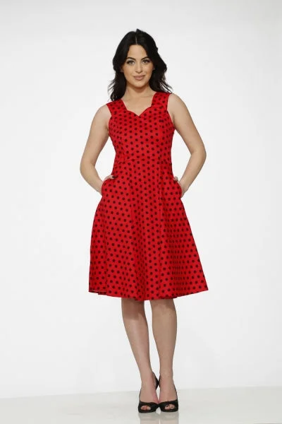 Unbeatable Prices Red Black Polka Dot Swing Dress