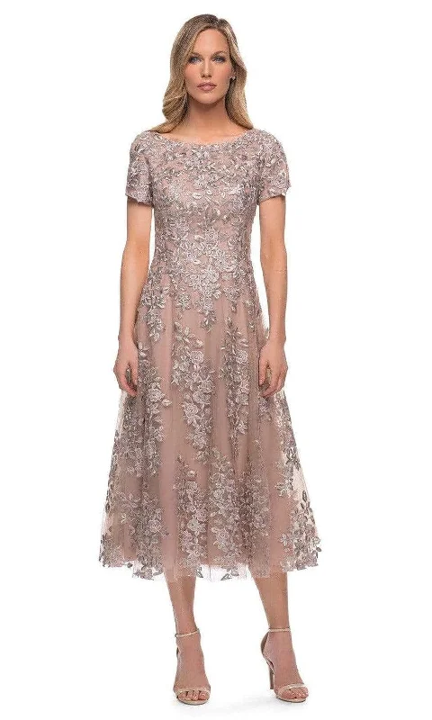 Limited Time Discount La Femme - 29830 Floral A-line Tea Length Dress