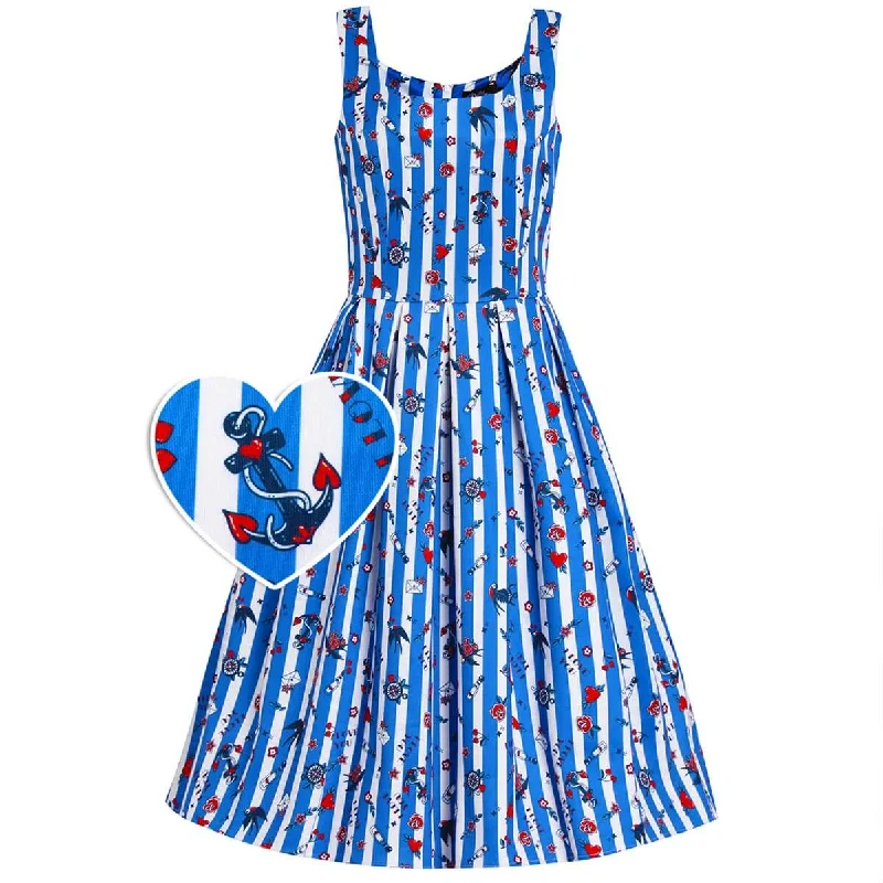 Lowest Price Dolly and Dotty Amanda Nautical Tattoo Dress - Blue Striped