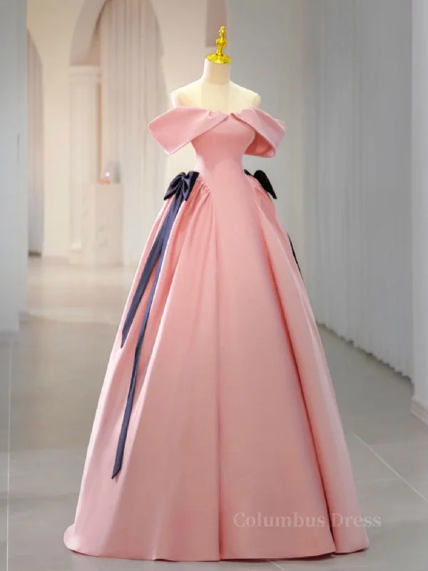 New Deals Pink A-Line Satin Off Shoulder Long Corset Prom Dress, Pink Corset Formal Evening Dresses outfit New Deals Pink A-Line Satin Off Shoulder Long Corset Prom Dress, Pink Corset Formal Evening Dresses outfit