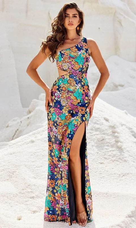 Markdowns Blush by Alexia Designs 12106 - Floral Printed One-Sleeve Prom Gown
