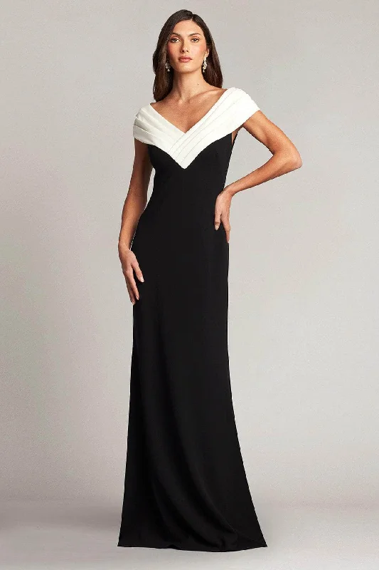 Savings Spectacular Tadashi Shoji BOS23011L - V-Neck Pleated Detail Evening Dress