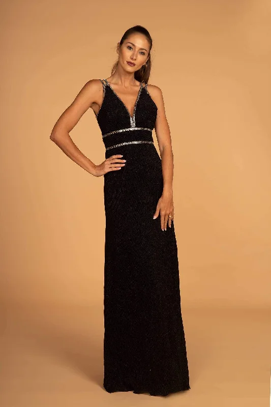 Incredible Offers Elizabeth K - GL2503 Embellished Deep V-neck Sheath Dress