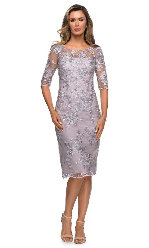 Instant Discount La Femme - 27895 Lace Bateau Fitted Dress
