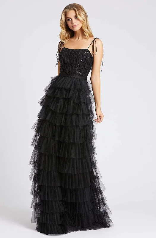 Crazy Deals Ieena Duggal - 26281I Sequined Corset Bodice Tiered Tulle Gown