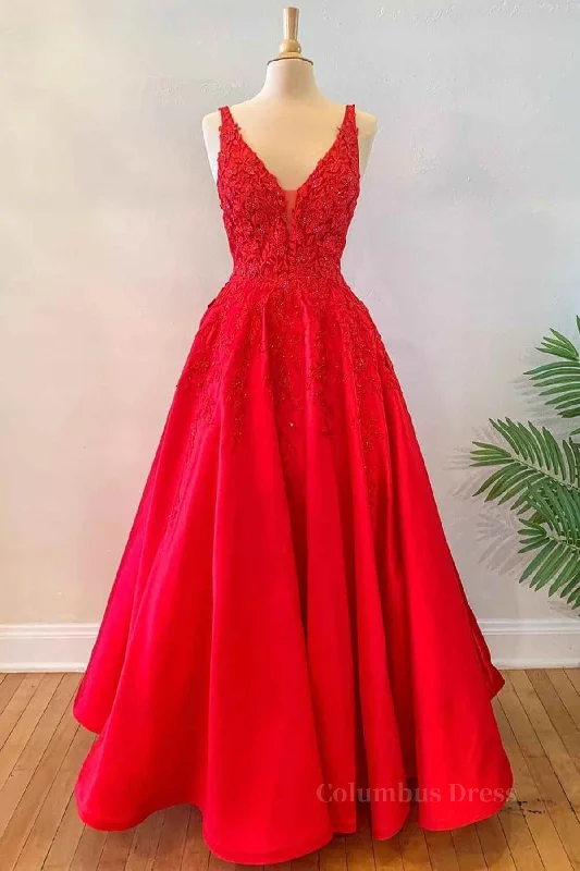 Major Savings V Neck Open Back Red Lace Long Corset Prom Dress, Red Lace Corset Formal Dress, Beaded Red Evening Dress outfit Major Savings V Neck Open Back Red Lace Long Corset Prom Dress, Red Lace Corset Formal Dress, Beaded Red Evening Dress outfit