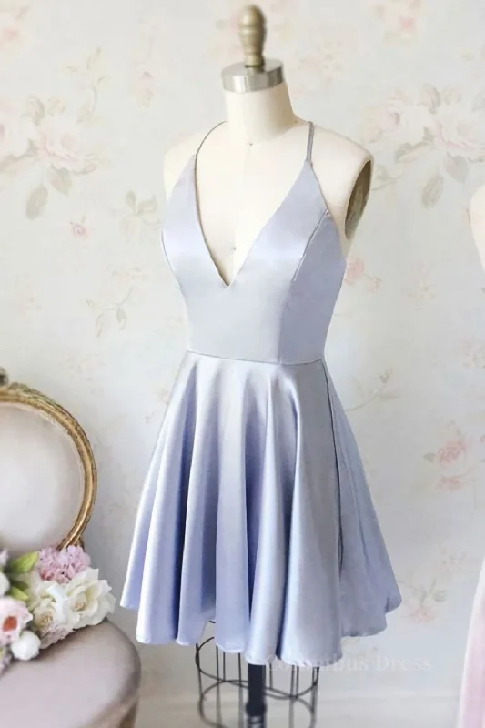 Markdown Madness Simple blue v neck short Corset Prom dress, blue Corset Homecoming dress outfit Markdown Madness Simple blue v neck short Corset Prom dress, blue Corset Homecoming dress outfit