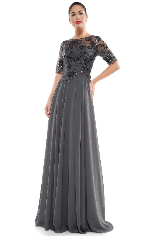 Blowout Sale Marsoni by Colors - M286 Sequined Bateau Chiffon A-line Dress