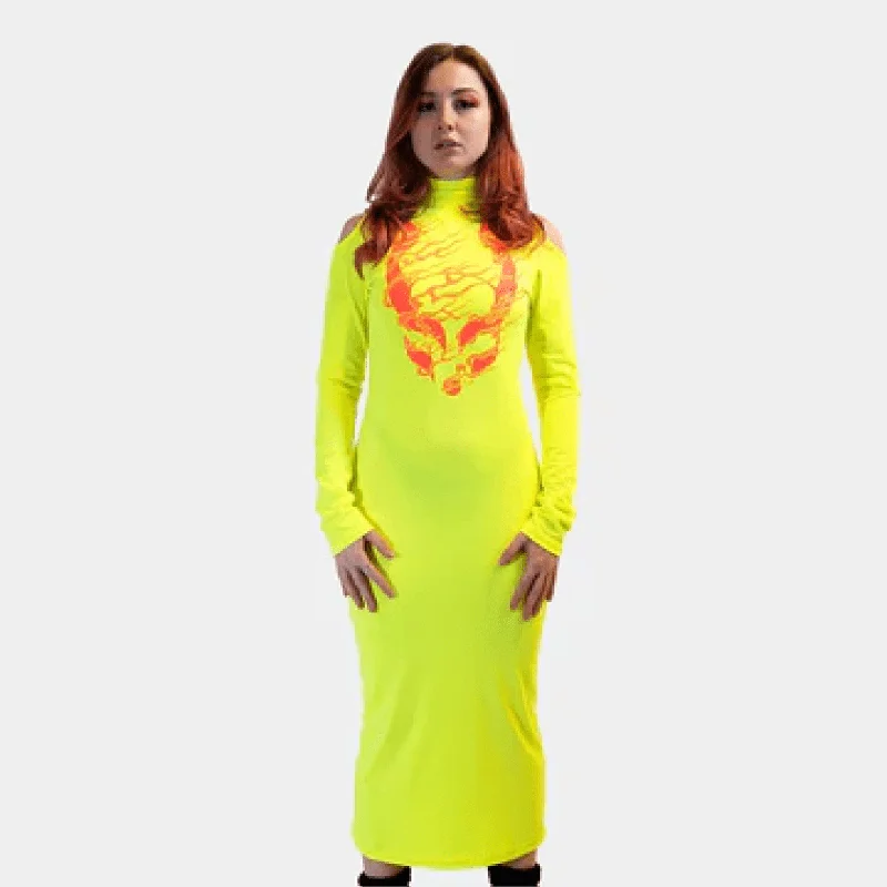 Hurry In DRAGONITE LONG SLEEVE DRESS FLUO / YELLOW