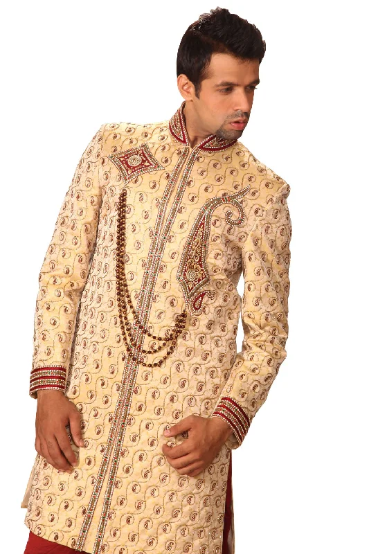 Deal Dash Royal Indian Wedding Golden Sherwani For Men