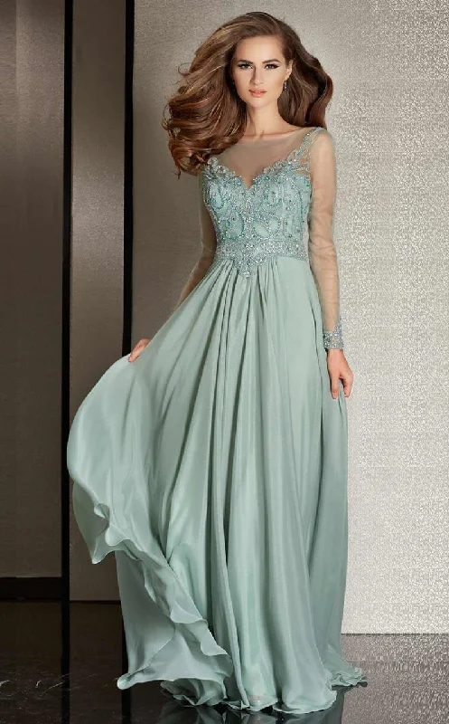 Daily Deals Clarisse - M6215 Bedazzled Sheer Bateau Dress