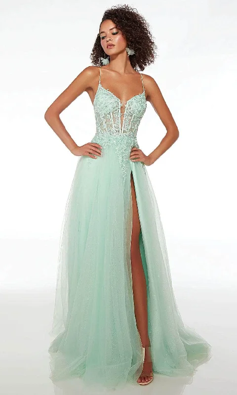 Discount Deals Alyce Paris 61561 - Plunging V-Neck Tulle Prom Gown