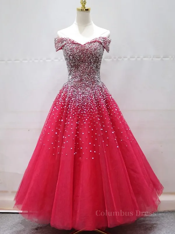 Amazing Deals Off the Shoulder Red Long Corset Prom Gown, Off the Shoulder Red Beaded Corset Formal Evening Dresses outfit Amazing Deals Off the Shoulder Red Long Corset Prom Gown, Off the Shoulder Red Beaded Corset Formal Evening Dresses outfit