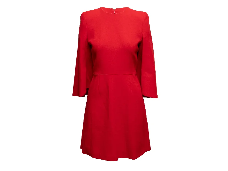 Act Now Red Alexander McQueen A-Line Cape Sleeve Dress Size IT 42