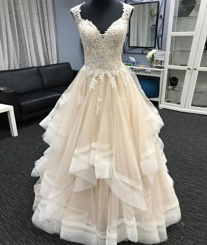 Clearance Sale Light champagne lace tulle long Corset Wedding dress, lace evening dress outfit Clearance Sale Light champagne lace tulle long Corset Wedding dress, lace evening dress outfit
