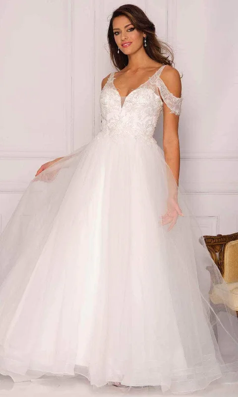 The Best Prices Dave & Johnny Bridal A10488 - Laced Cold Shoulder Bridal Gown