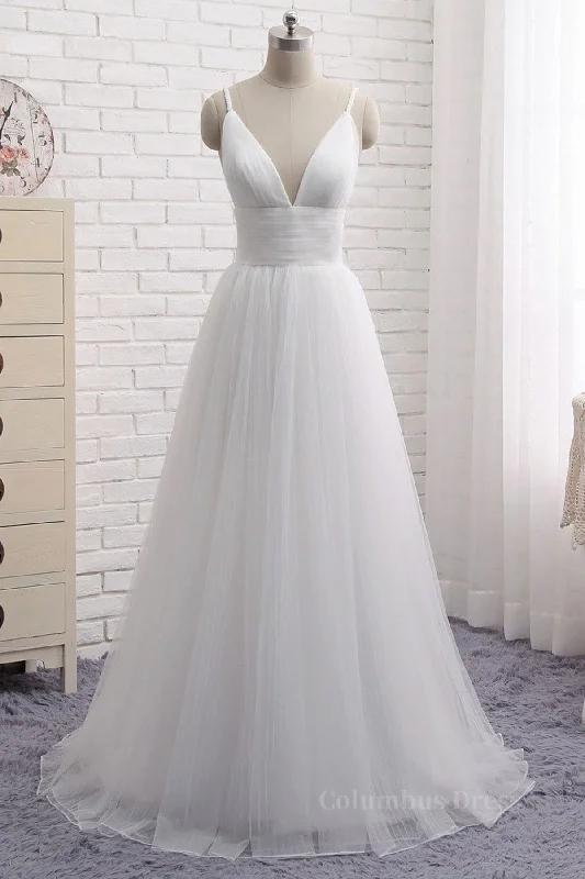 Price Blitz Simple A Line V Neck White Corset Wedding Dresses, V Neck White Tulle Corset Prom Corset Formal Dresses outfit Price Blitz Simple A Line V Neck White Corset Wedding Dresses, V Neck White Tulle Corset Prom Corset Formal Dresses outfit
