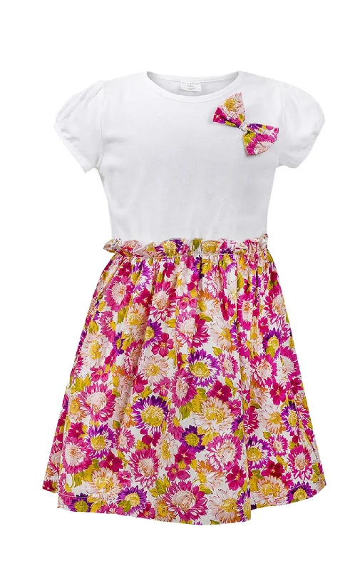 Savings Event Ex Chain Store Girls Floral Bow Detail Elasticated Waist Dress Age 1 to 8 Years Savings Event Ex Chain Store Girls Floral Bow Detail Elasticated Waist Dress Age 1 to 8 Years