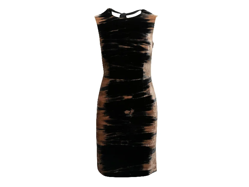 Deep Discounts Black & Peach Prada Velvet Sleeveless Dress Size IT 42