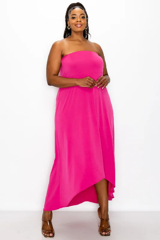 Price Break Flowy Strapless High Low Dress