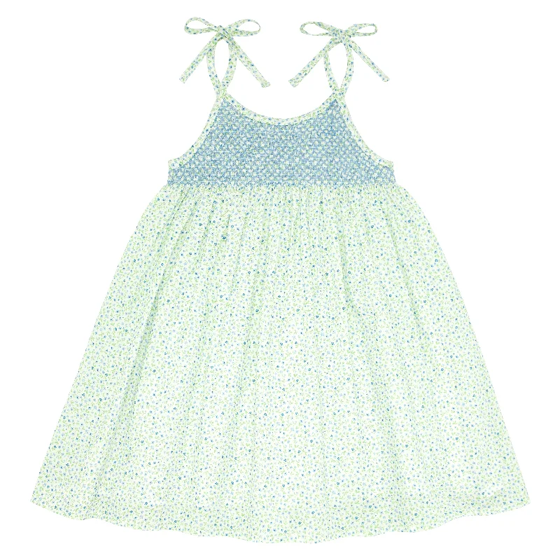 Major Savings girls hibiscus ditsy smocked dress with shoulder ties