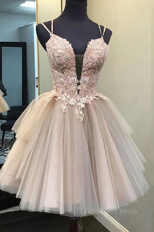 Weekend Special Champagne v neck tulle lace short Corset Prom dress lace Corset Homecoming dress outfit Weekend Special Champagne v neck tulle lace short Corset Prom dress lace Corset Homecoming dress outfit
