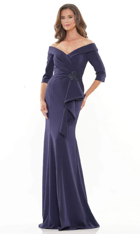 Low Prices Rina Di Montella - RD2733 Quarter Sleeve Brooch Drape Gown