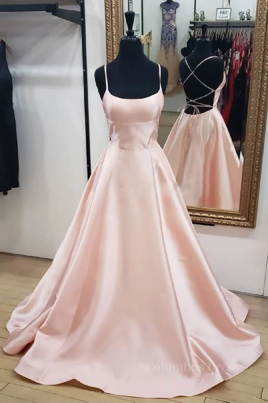 Savings Alert Open Back Pink Satin Long Corset Prom Dresses, Backless Pink Satin Long Corset Formal Evening Dresses outfit