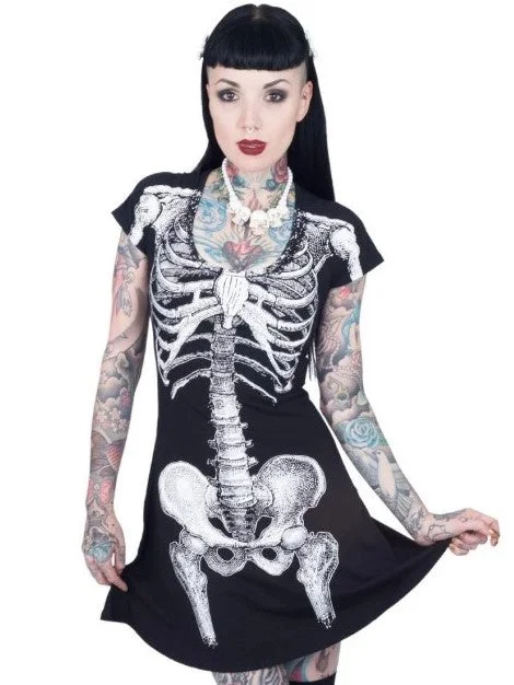 Savings Alert Skeleton White Flare Dress