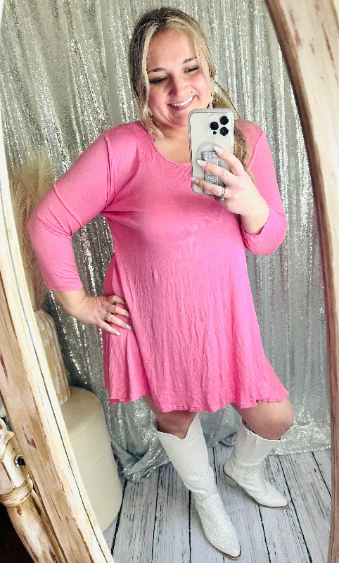 Blowout Deals Simply Southern - Pink  Quarter Sleeve Tunic Dress