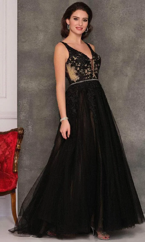 Season Finale Sale Dave & Johnny A10246 - Plunging Sweetheart A-Line Prom Dress