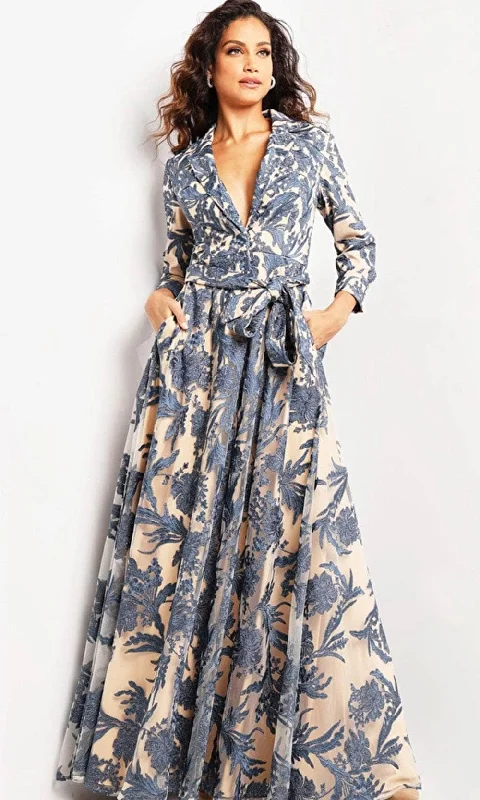 Year-End Sale Jovani 26148 - Collared Embroidered Evening Dress