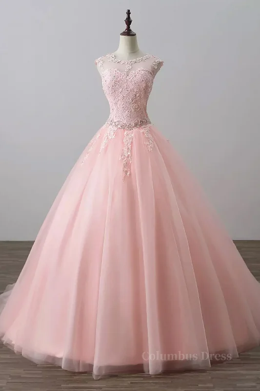 Best Bargains Pink tulle lace long Corset Prom dress, pink tulle evening dress outfit Best Bargains Pink tulle lace long Corset Prom dress, pink tulle evening dress outfit