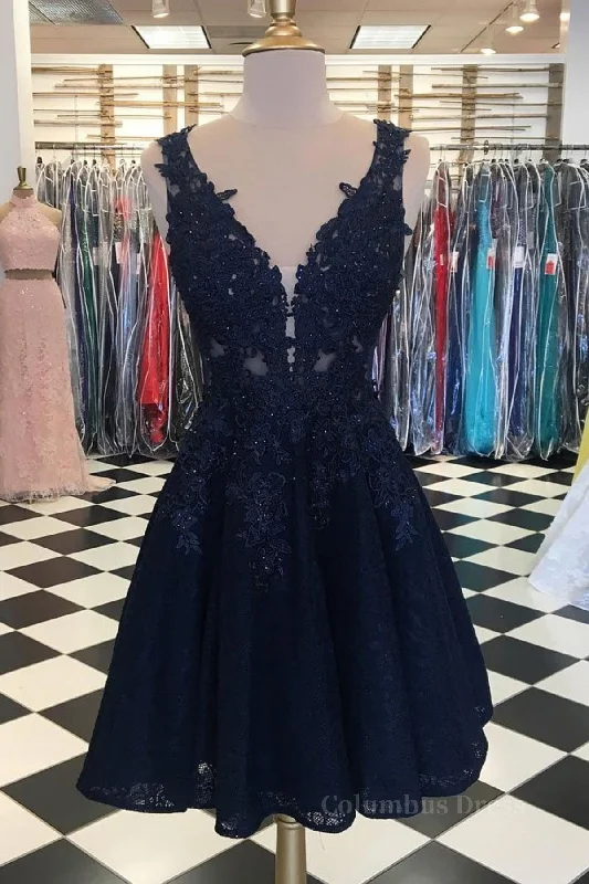 Special Buy A Line V Neck Short Dark Navy Blue Lace Corset Prom Dresses, Dark Navy Blue Lace Corset Homecoming Graduation Dresses outfit Special Buy A Line V Neck Short Dark Navy Blue Lace Corset Prom Dresses, Dark Navy Blue Lace Corset Homecoming Graduation Dresses outfit