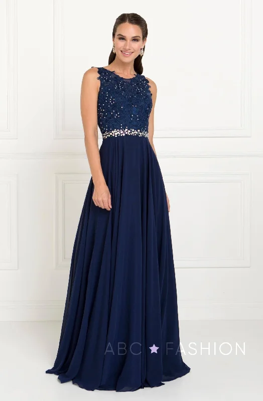 Savings Galore Long Applique Chiffon Dress by Elizabeth K GL2417
