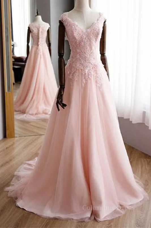 Final Markdown A Line V Neck Pink Lace Long Corset Prom Dresses, Pink Lace Corset Formal Graduation Evening Dresses outfit Final Markdown A Line V Neck Pink Lace Long Corset Prom Dresses, Pink Lace Corset Formal Graduation Evening Dresses outfit