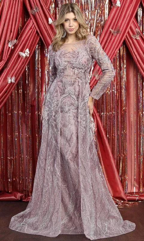 Price Reduction May Queen RQ7923 - Embroidered Illusion Evening Dress