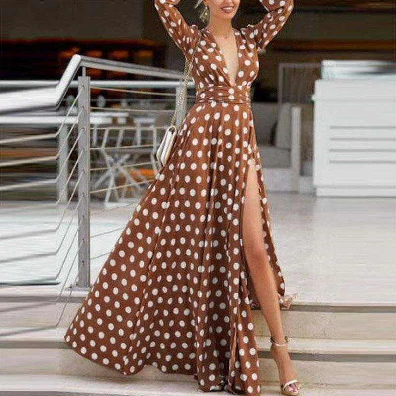 Price Cut Women's Spring Casual Long-Sleeved V-Neck Maxi Dress