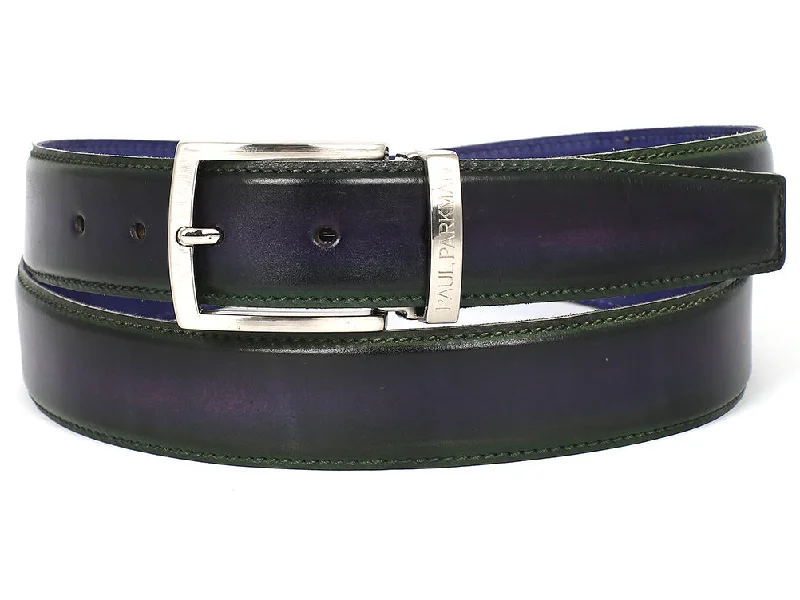Limited Time PAUL PARKMAN Men's Leather Belt Dual Tone Green & Purple (ID#B01-GRN-PURP) Limited Time PAUL PARKMAN Men's Leather Belt Dual Tone Green & Purple (ID#B01-GRN-PURP)