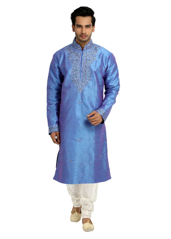 Blowout Sale Dark Blue Kurta Pajama Sherwani - Indian Ethnic Wear for Men