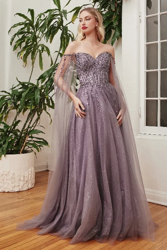 Today’s Special Beaded Cape Sleeve Gown by Ladivine CD0204