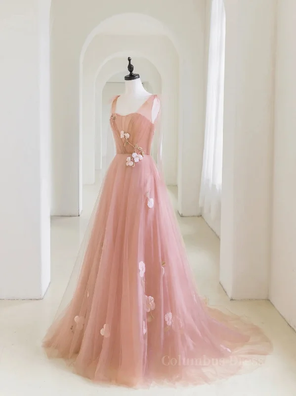 Daily Deals Simple v neck pink tulle long Corset Prom dress, pink evening dress outfit Daily Deals Simple v neck pink tulle long Corset Prom dress, pink evening dress outfit