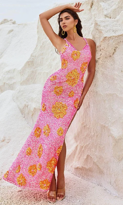 Great Bargains Blush by Alexia Designs 91023 - Floral Pattern Prom Dress