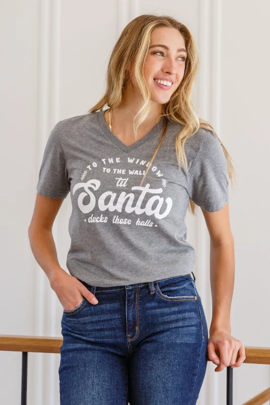 Fantastic Offers To The Window Graphic V Neck Tee In Gray