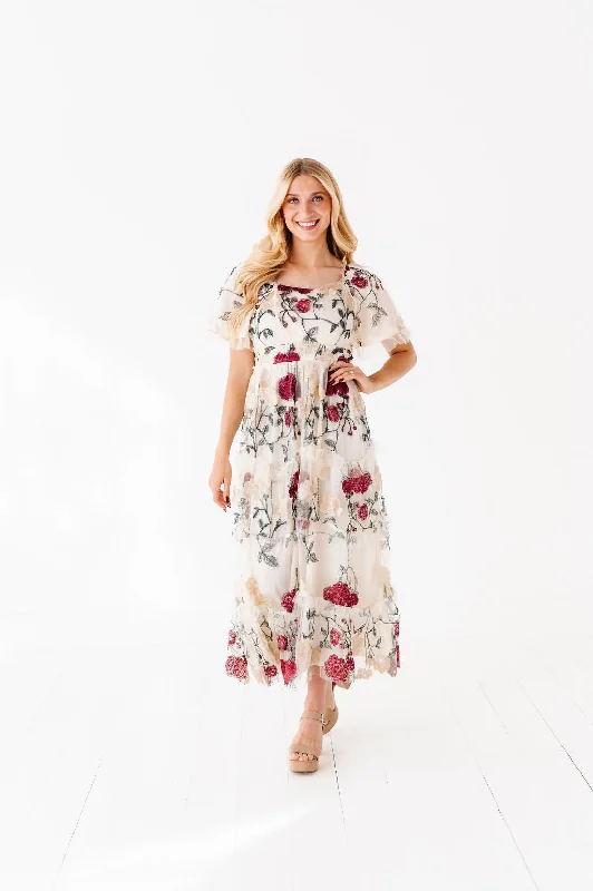 Price Break Roma Ruffle Tiered Dress in Cream