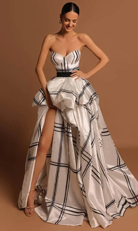 Shop and Save Tarik Ediz 98551 - Print Ribbon Back A-line Dress
