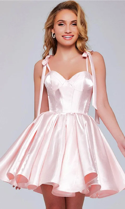 Doorbuster Deal Jovani 42342 - Tie Strap Sweetheart Cocktail Dress